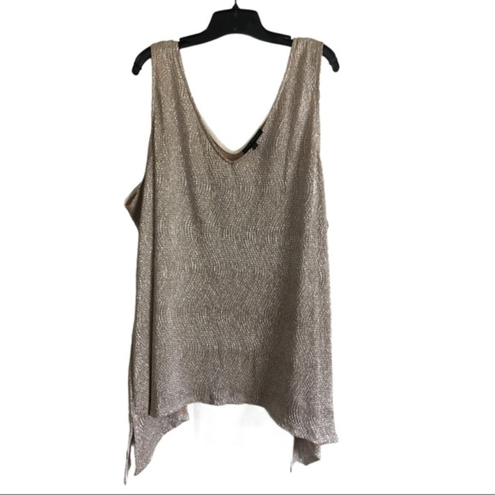 Lane Bryant Plus Size‎ 26 28 Gold Metallic Textured V Neck Tank Top Tunic